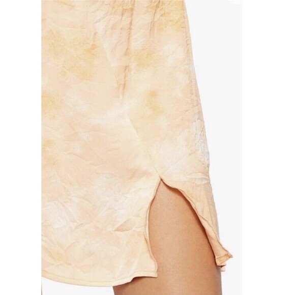 Free People Womens Martine Flirt Tie Dye Skirt Size 6 Peach Front Slit A-line - Picture 13 of 15